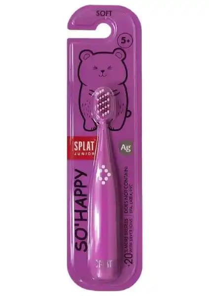 SPLAT Junior So Happy 5+ Yaş Çocuklar İçin Güvenli ve Eğlenceli Mor Diş Fırçası