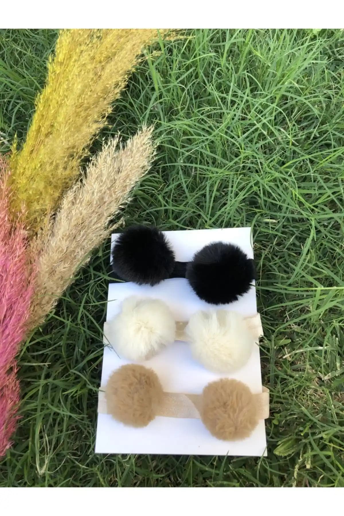 Tinystar Bebek ve Çocuk 3'lü Peluş Ponpon Bandana Seti Şık ve Konforlu Tasarım