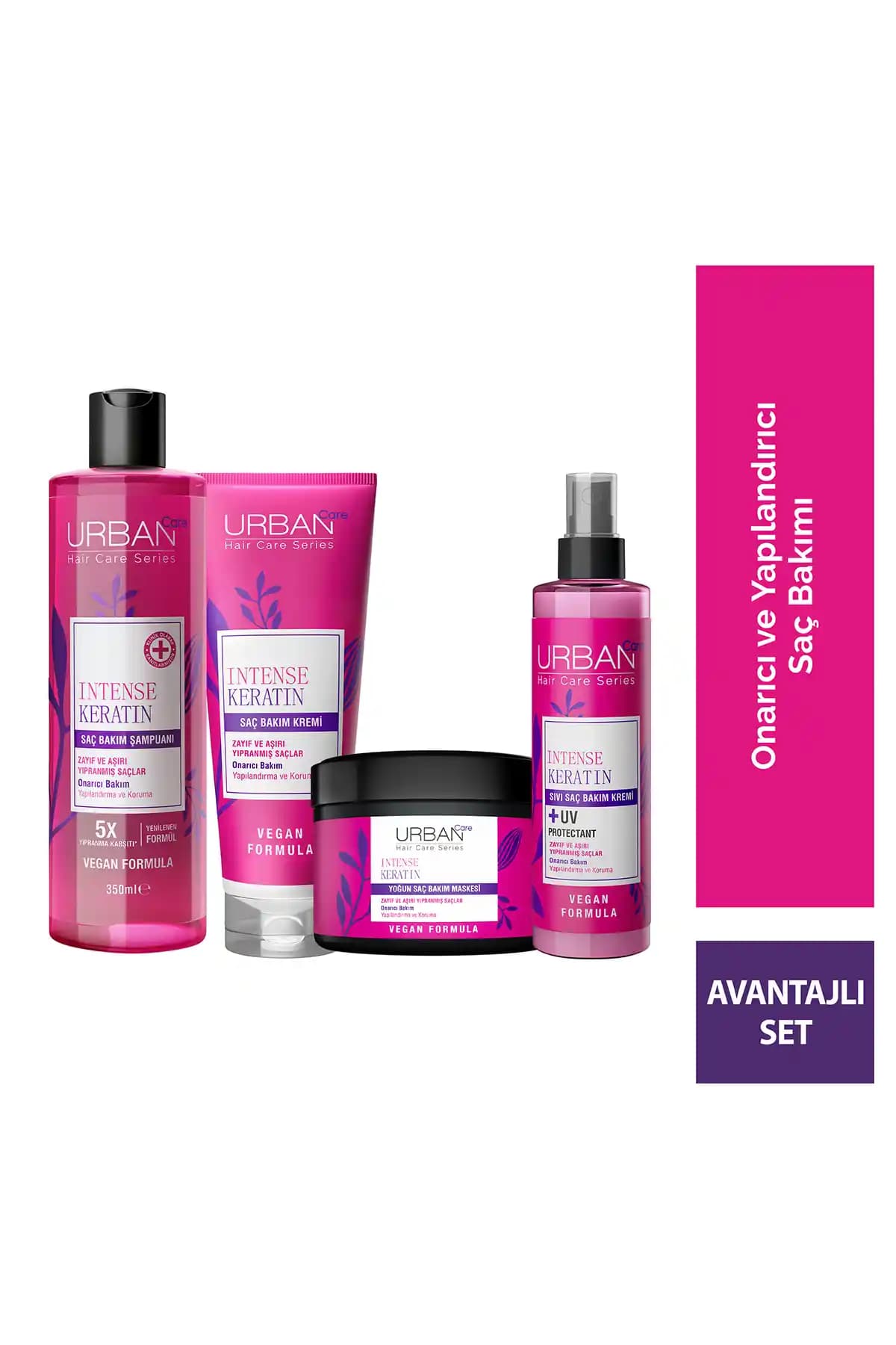 Urban Care Intense & Keratin Saç Bakım Seti Yıpranmış ve Kuru Saçlar İçin Güçlendirici Çözüm