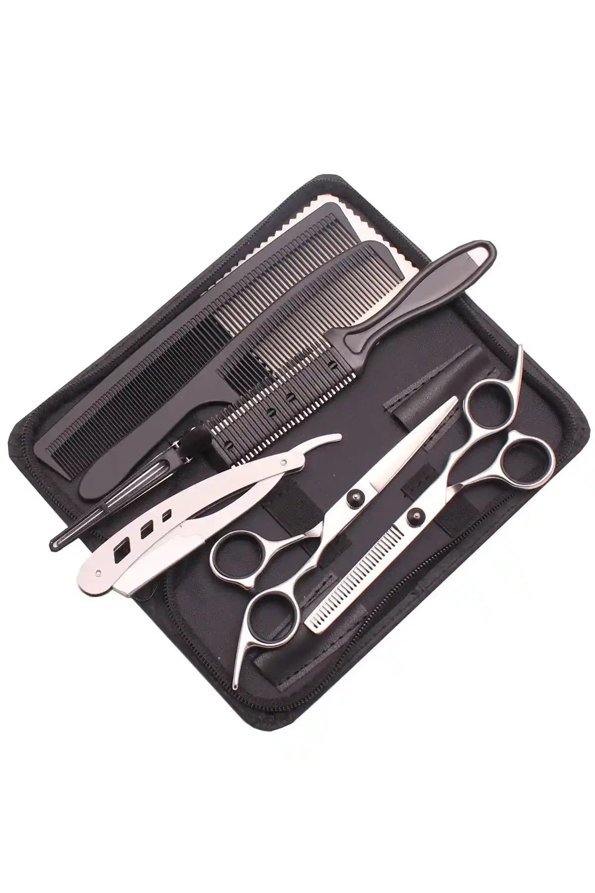 Valkyrie 8 Parça Profesyonel Saç Kesim ve Şekillendirme Seti 6 İnç Makas Ustura Çanta