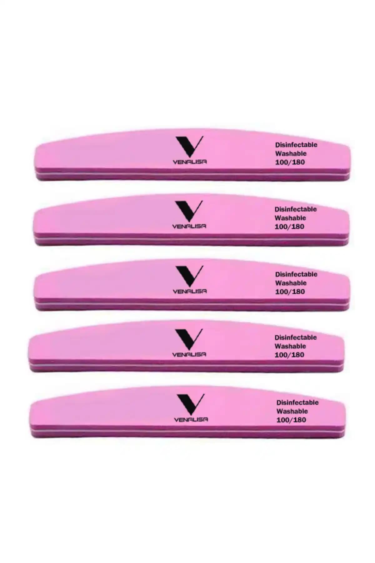 Venalisa Pembe 5'li 100/180 Tırnak Buffer Seti Profesyonel ve Kişisel Tırnak Bakımı İçin