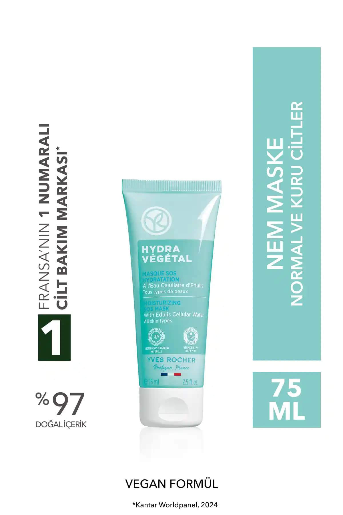 Yves Rocher Nem Maskesi Kuru ve Normal Ciltler İçin Ferahlatıcı ve Yoğun Nemlendirme Sağlayan Ürün