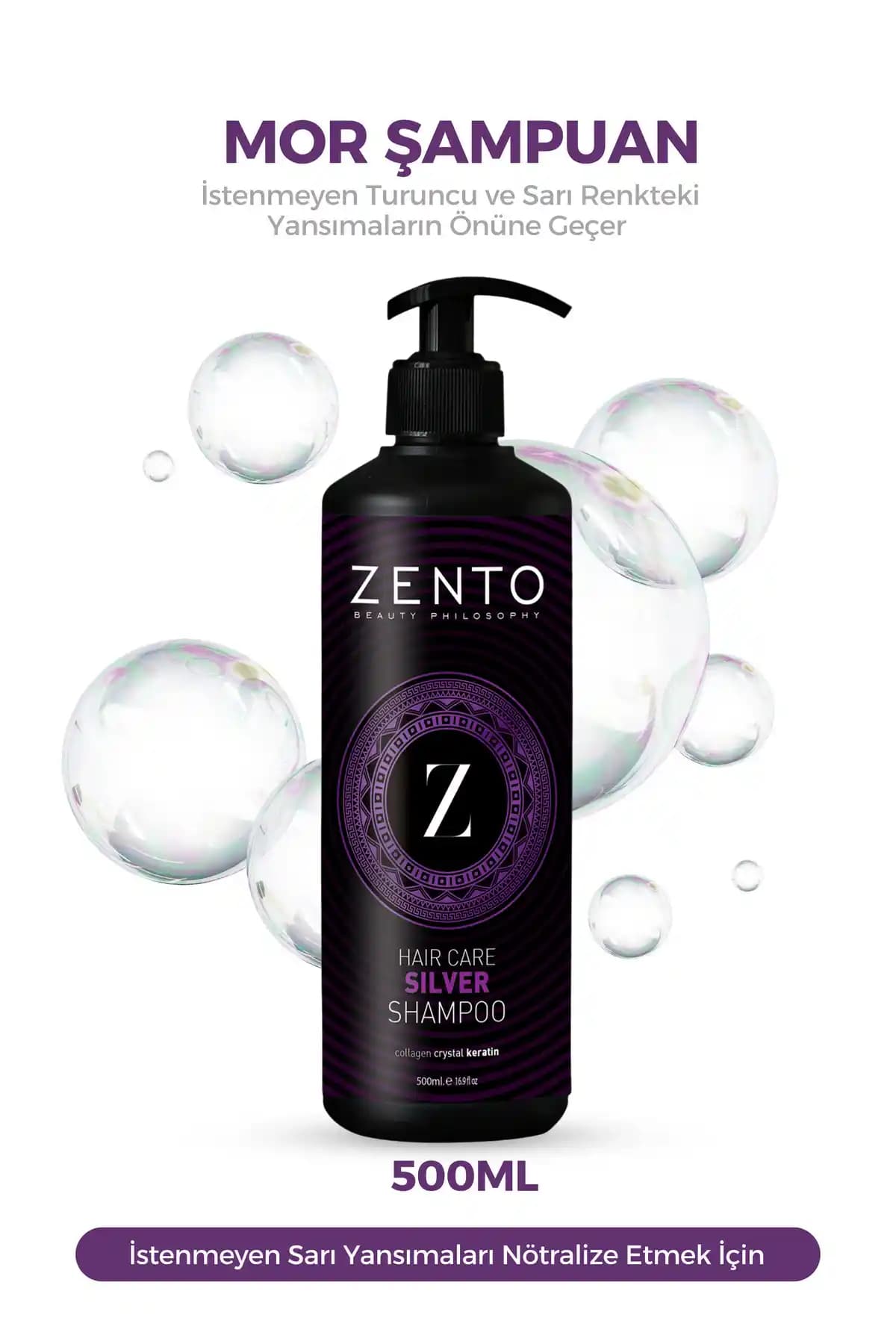 ZENTO Mor Şampuan 500 ml ile saçlarınızın parlaklığını ve rengini koruyun