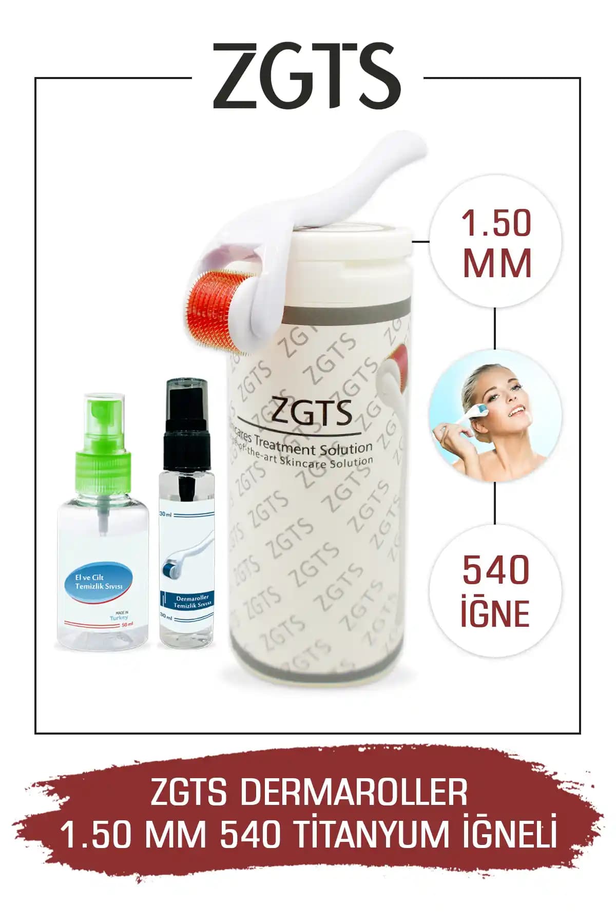 Zgts Dermaroller 1.50 mm Titanyum Mikro İğneli Cilt Yenileme Cihazı