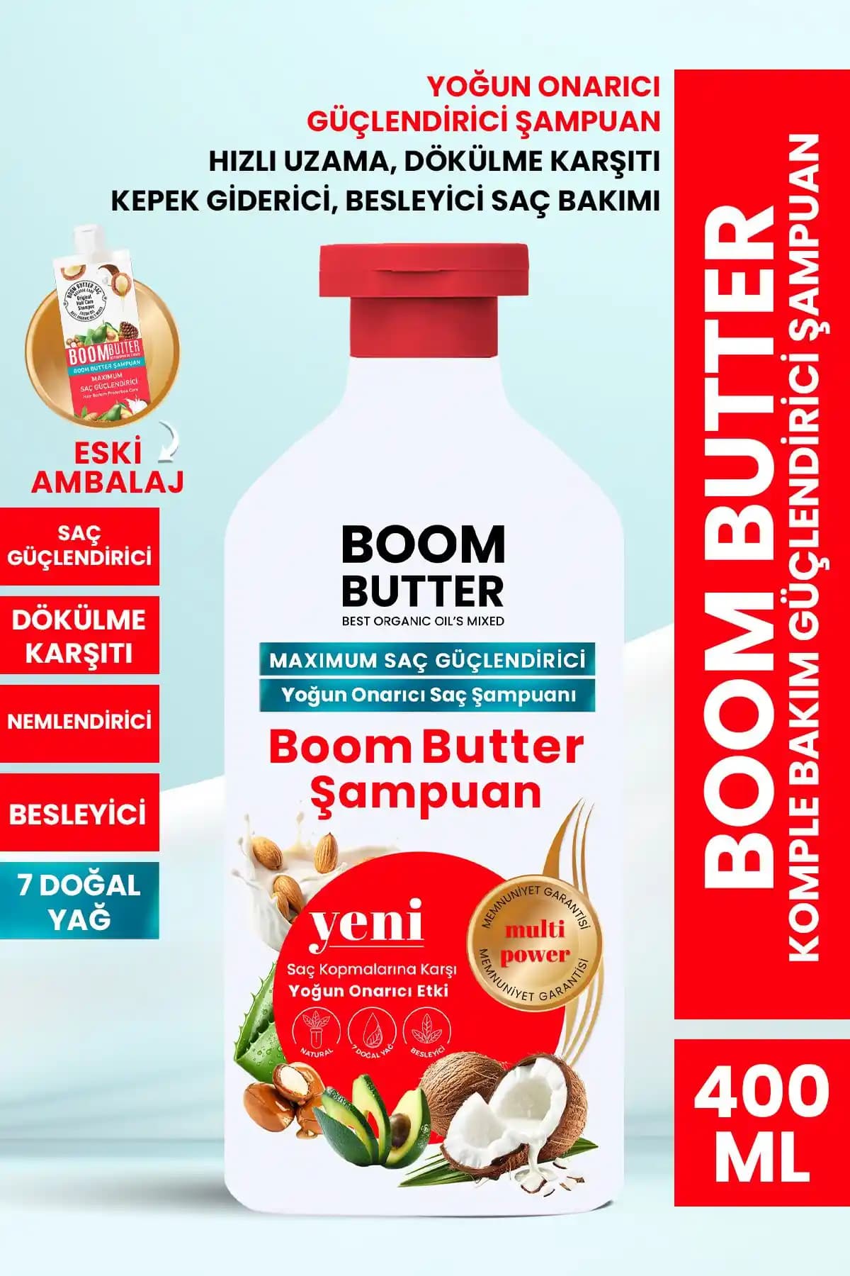BOOM BUTTER 7 Yağ İçeren Dökülme Önleyici Şampuan ile Saç Bakımında Devrim