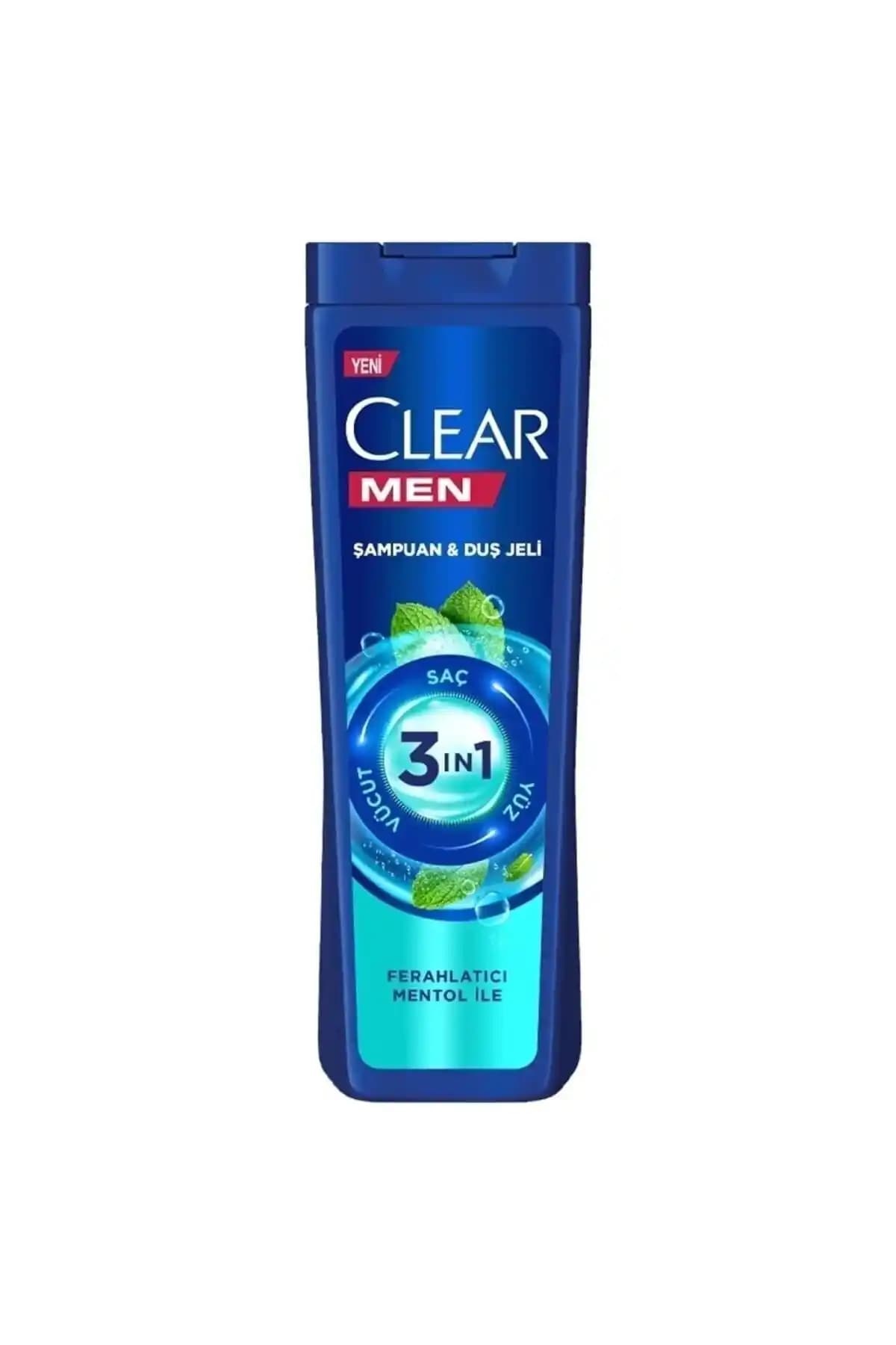 Clear Men 3 in 1 Şampuan ve Duş Jeli Ferahlatıcı Mentol ile Pratik Erkek Bakımı
