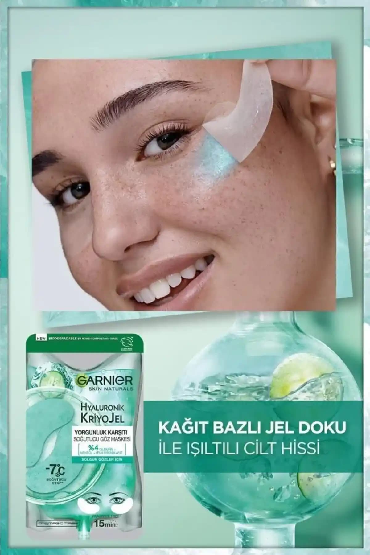 Garnier Hyaluronik Kriyojel Göz Maskesi Yorgunluk ve Şişkinliğe Karşı Serinletici Çözüm