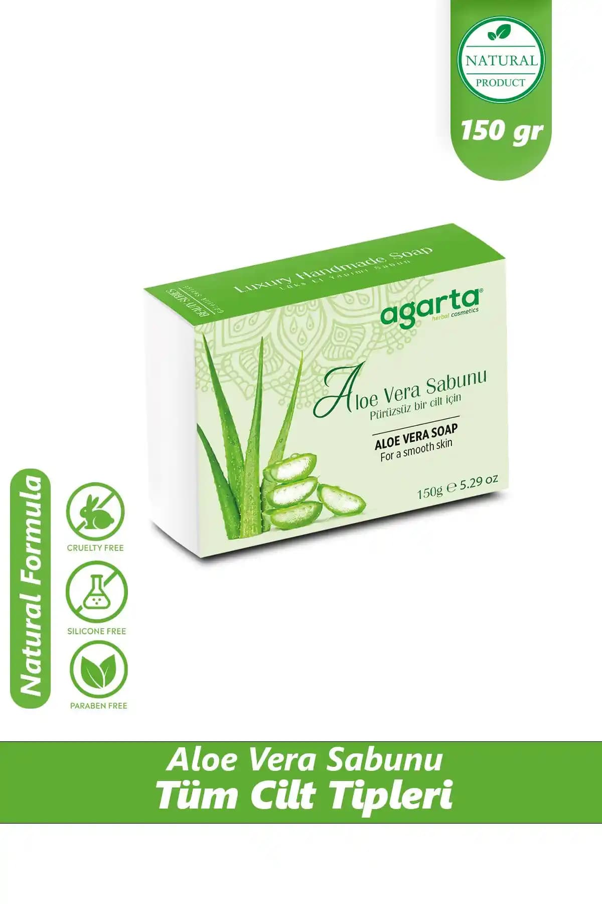 Agarta %50 Aloe Vera Özlü Doğal Katı Sabun Cilt ve Saç Bakımında Etkili ve Güvenlidir