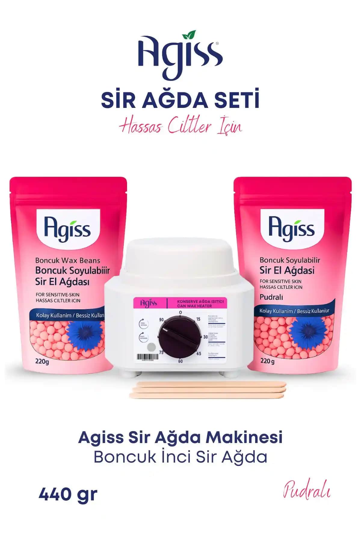 AGISS Sir Ağda Makinesi ve Boncuklu İnci El Ağda Seti Hassas Ciltler İçin Uygun