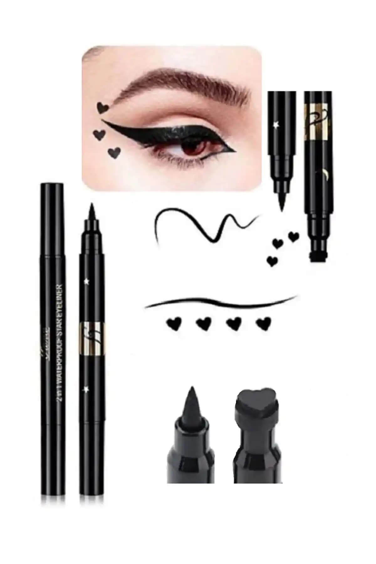 Aks Kozmetik Kalp Desenli Eyeliner Modern ve Kalıcı Göz Makyajı İçin Idealdir