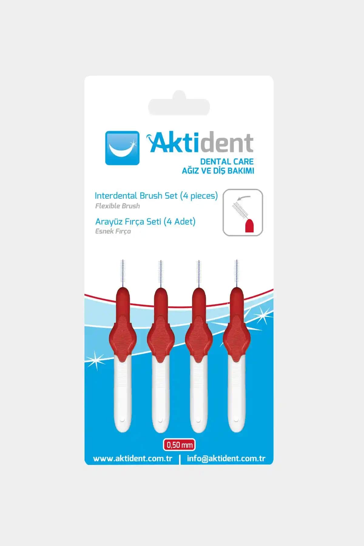 Aktident Arayüz Fırça Seti 0,50 Mm Kırmızı - Hassas ve Etkili Diş Arası Temizliği