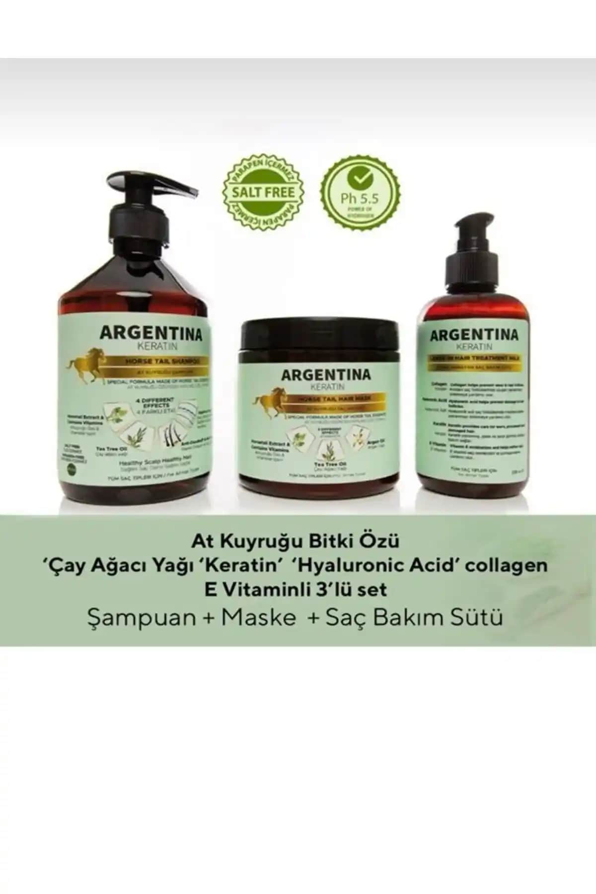 Argentina Keratin ve Argan Yağlı 3'lü Saç Bakım Seti Saç Sağlığını Güçlendiren Doğal İçerikler