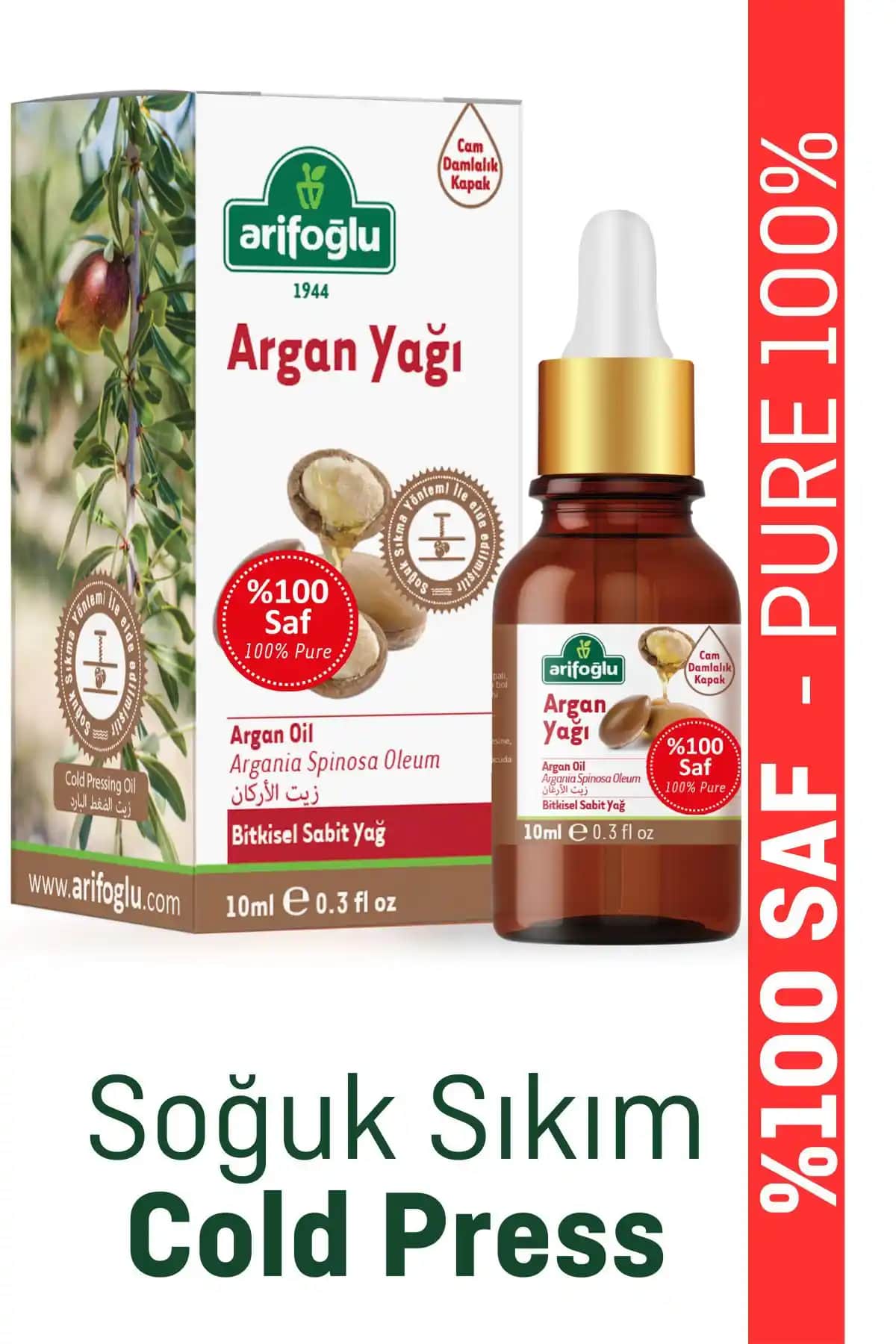 Arifoğlu %100 Saf Doğal Argan Yağı 10ml - Çok Yönlü Cilt ve Saç Bakımı İçin