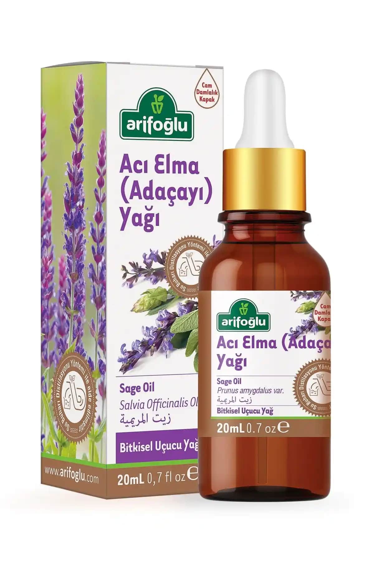 Arifoğlu Acı Elma Adaçayı Yağı 20ml doğal ve çok yönlü kullanım sağlayan bitkisel uçucu yağ