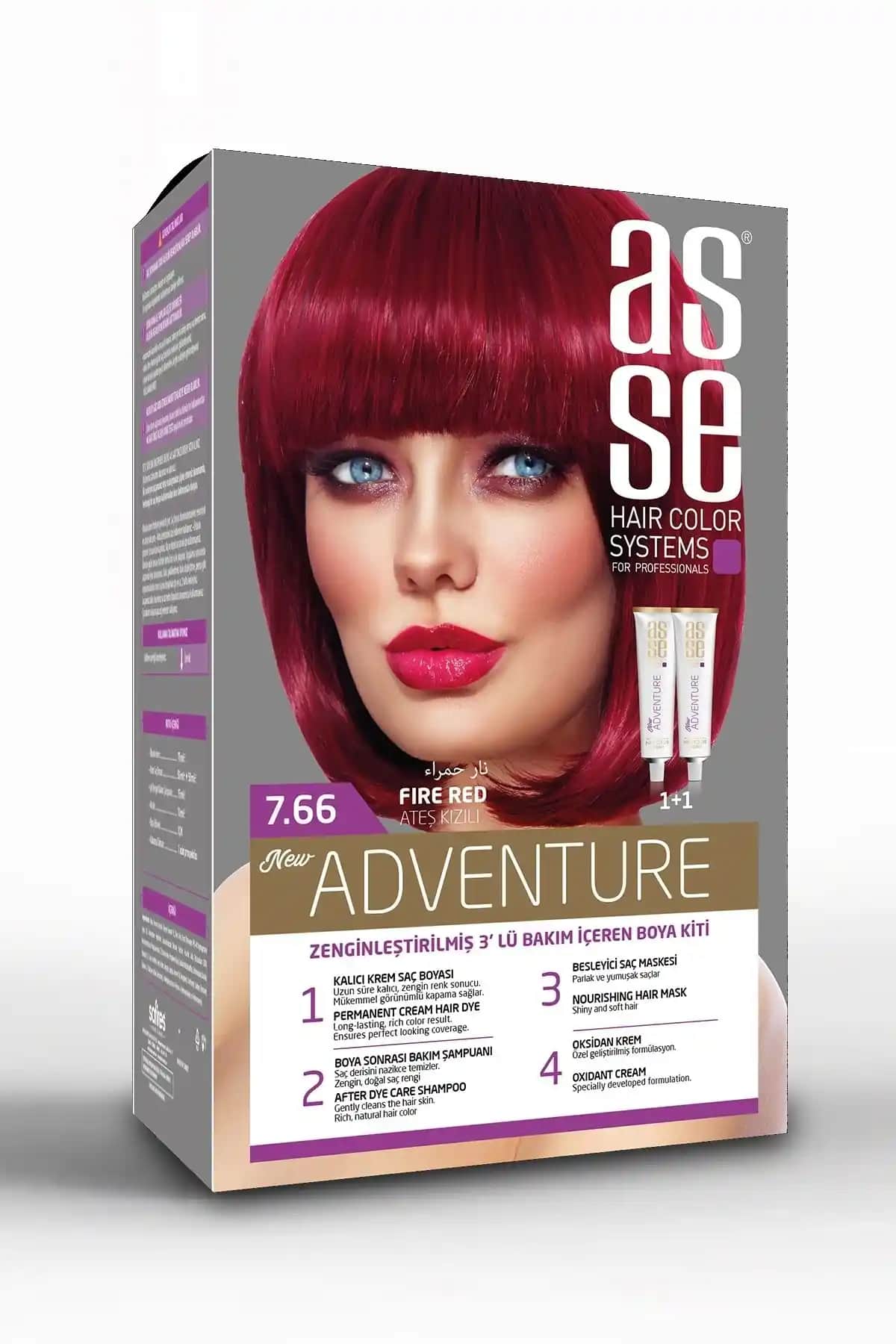 Asse Adventure Set No:7.66 Ateş Kızılı Profesyonel Kalıcı Kırmızı Saç Boyası