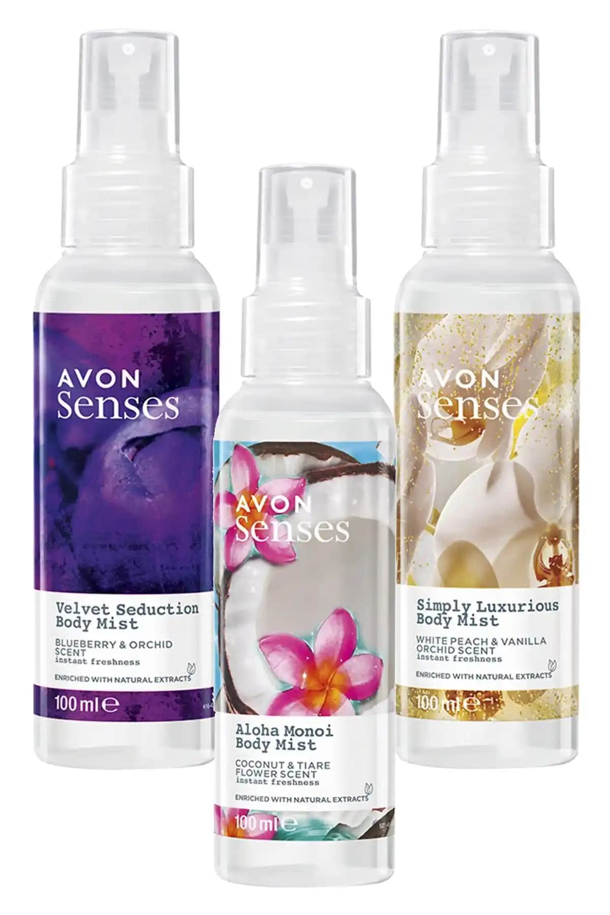 Avon Beyaz Şeftali Vanilya Hindistan Cevizi Yaban Mersini Orkide Kokulu Vücut Spreyi 100ml