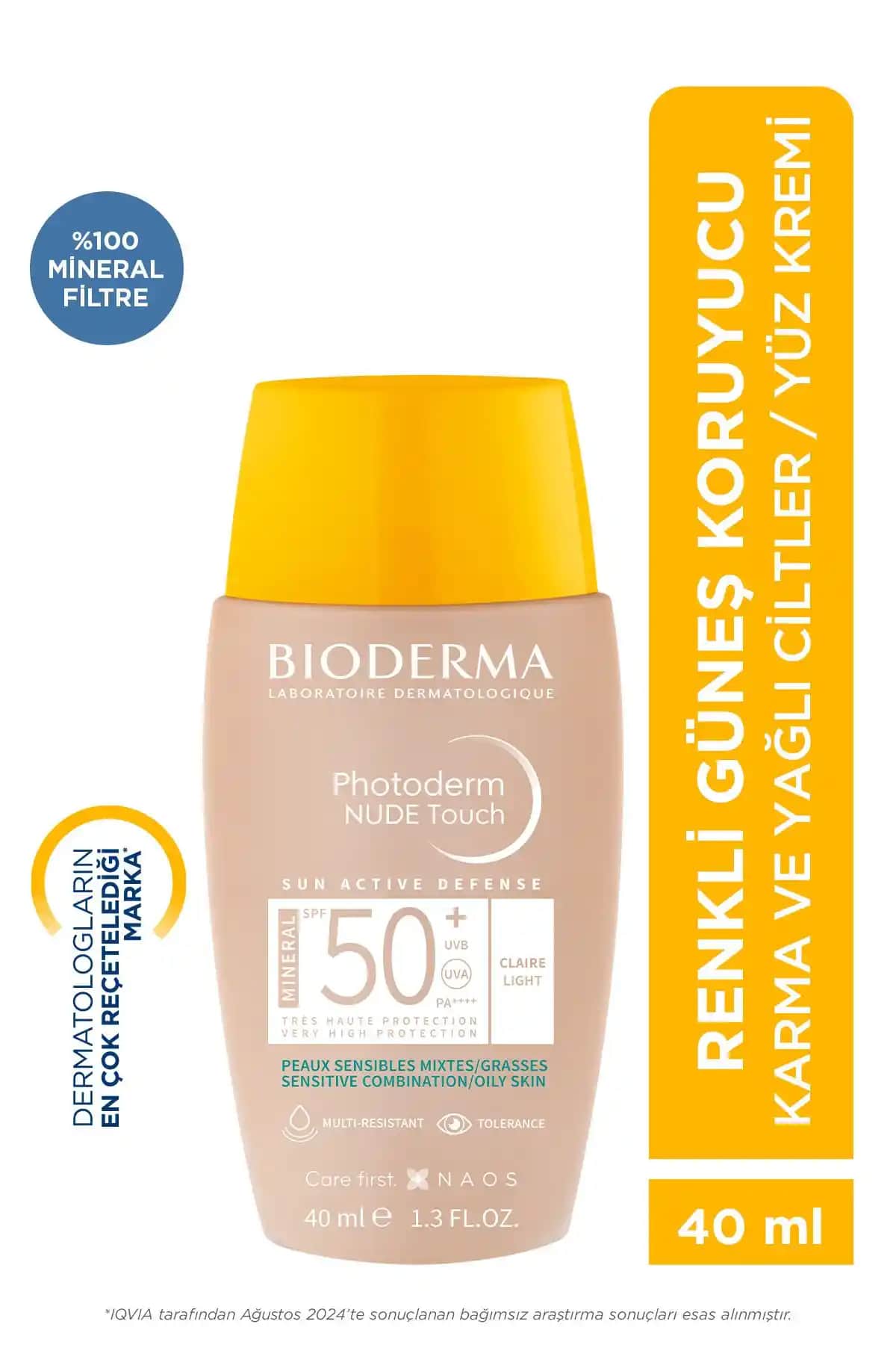 Bioderma Photoderm Nude Touch SPF50 Light: Hassas ve Karma Ciltler İçin Yüksek Koruma Güneş Kremi