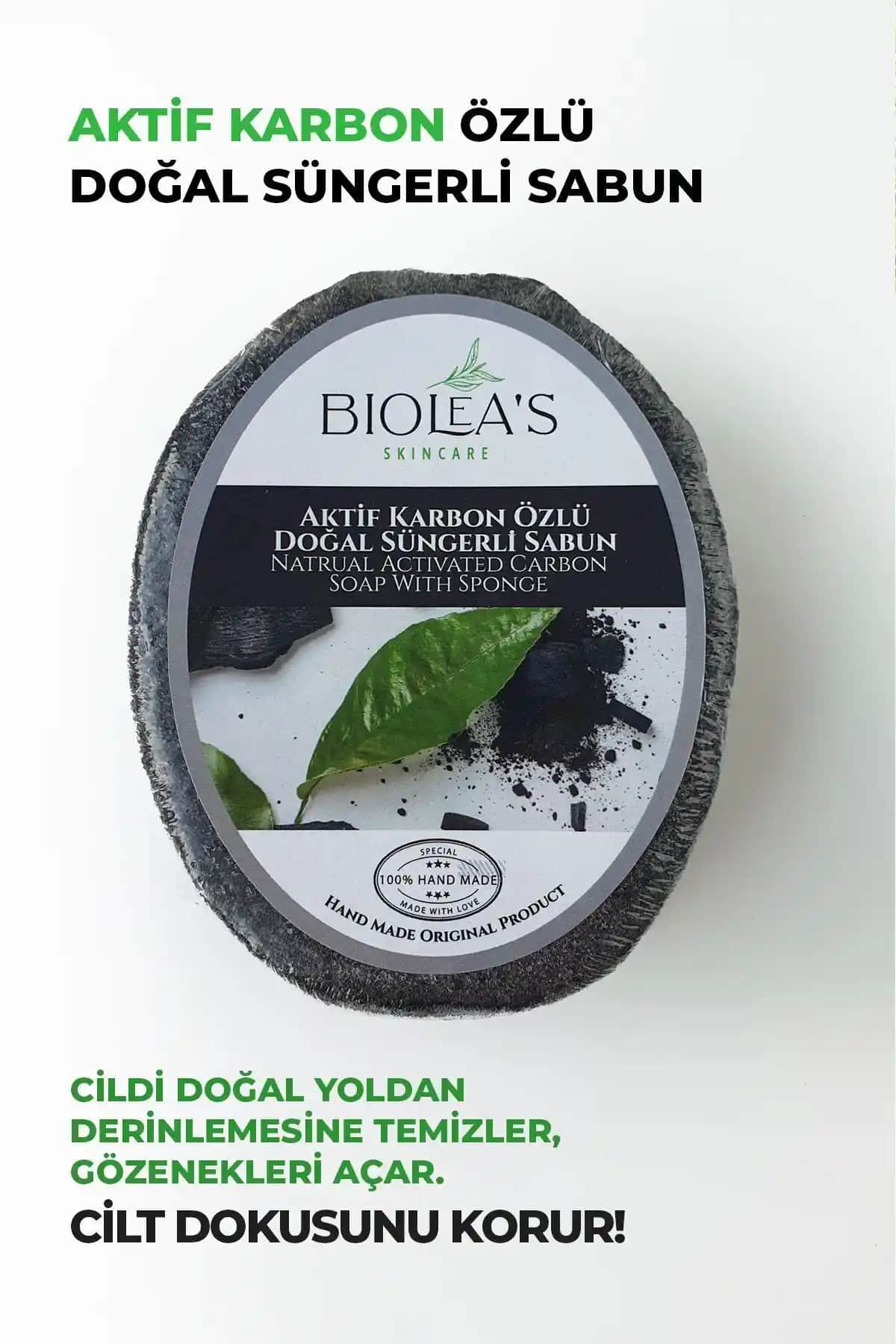 Biolea Aktif Karbon Özlü Doğal Süngerli Sabun ile Cilt Temizliği ve Sağlığı