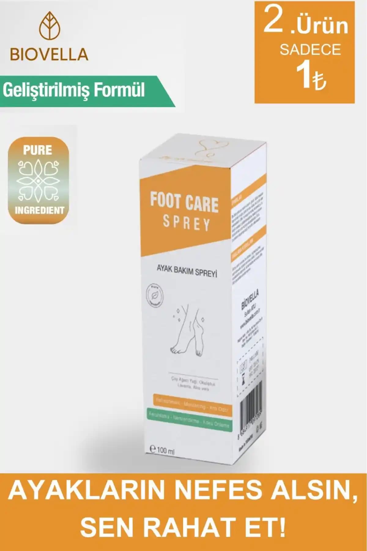 BİOVELLA Doğal Ayak Kokusu Giderici ve Terleme Önleyici Sprey 100 ml