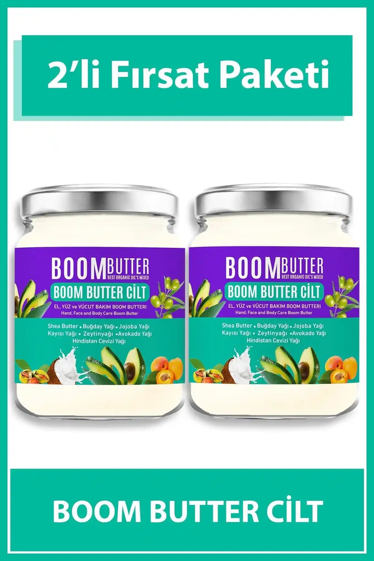BOOM BUTTER Cilt Bakım Yağı İkili Paketi Doğal ve Çok Yönlü Nemlendirici Ürün