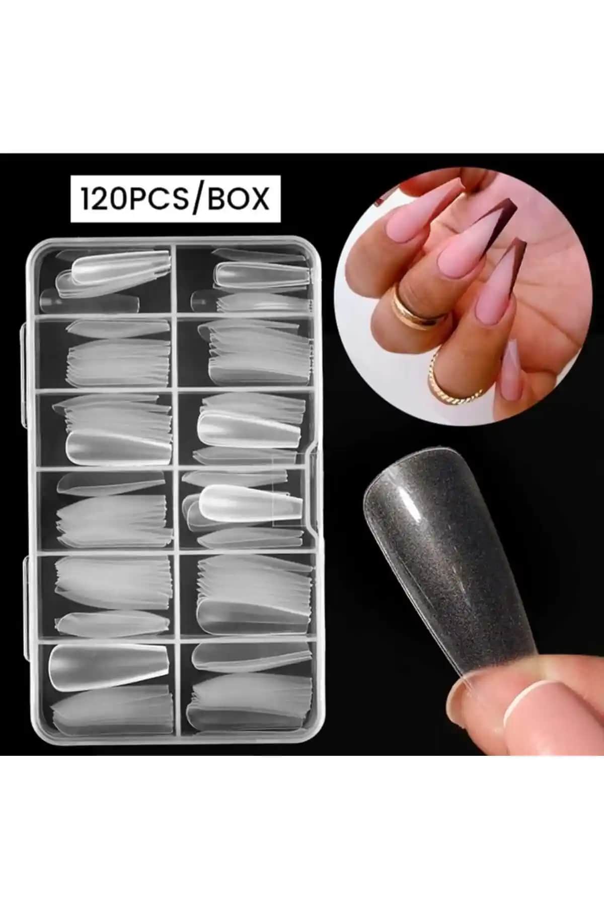 Born Pretty Balerin Takma Tırnak Tipsi Jel Destekli Küt Uzun Ömürlü ve Pratik Kullanım