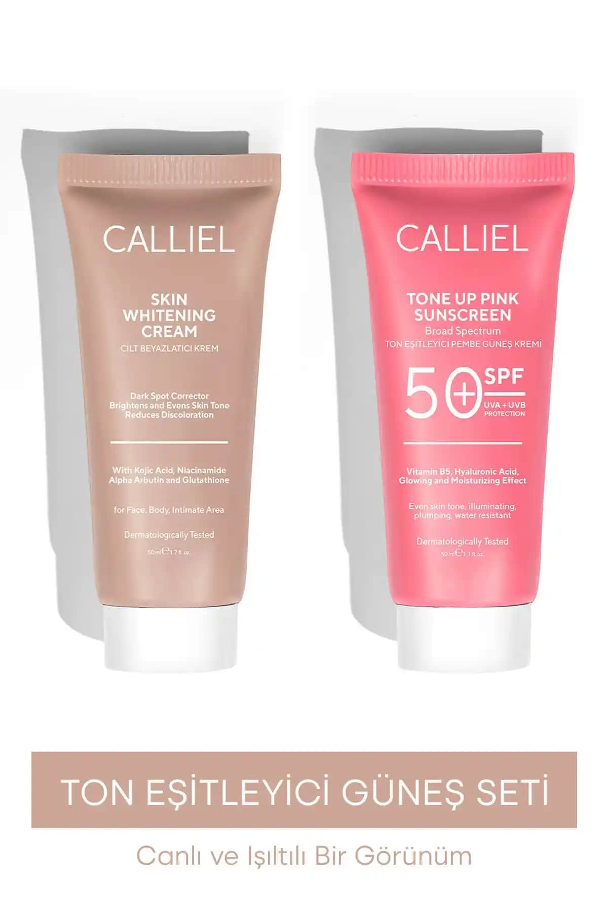 CALLİEL Ayıltıcı Cilt Beyazlatıcı ve Ton Eşitleyici Güneş Bakım Seti - Doğal ve Etkili Çözüm
