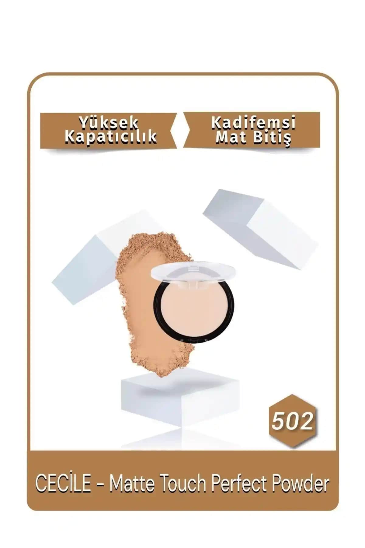 Cecile Matte Touch Perfect Pudra 502 Beige ile doğal ve kalıcı makyaj deneyimi