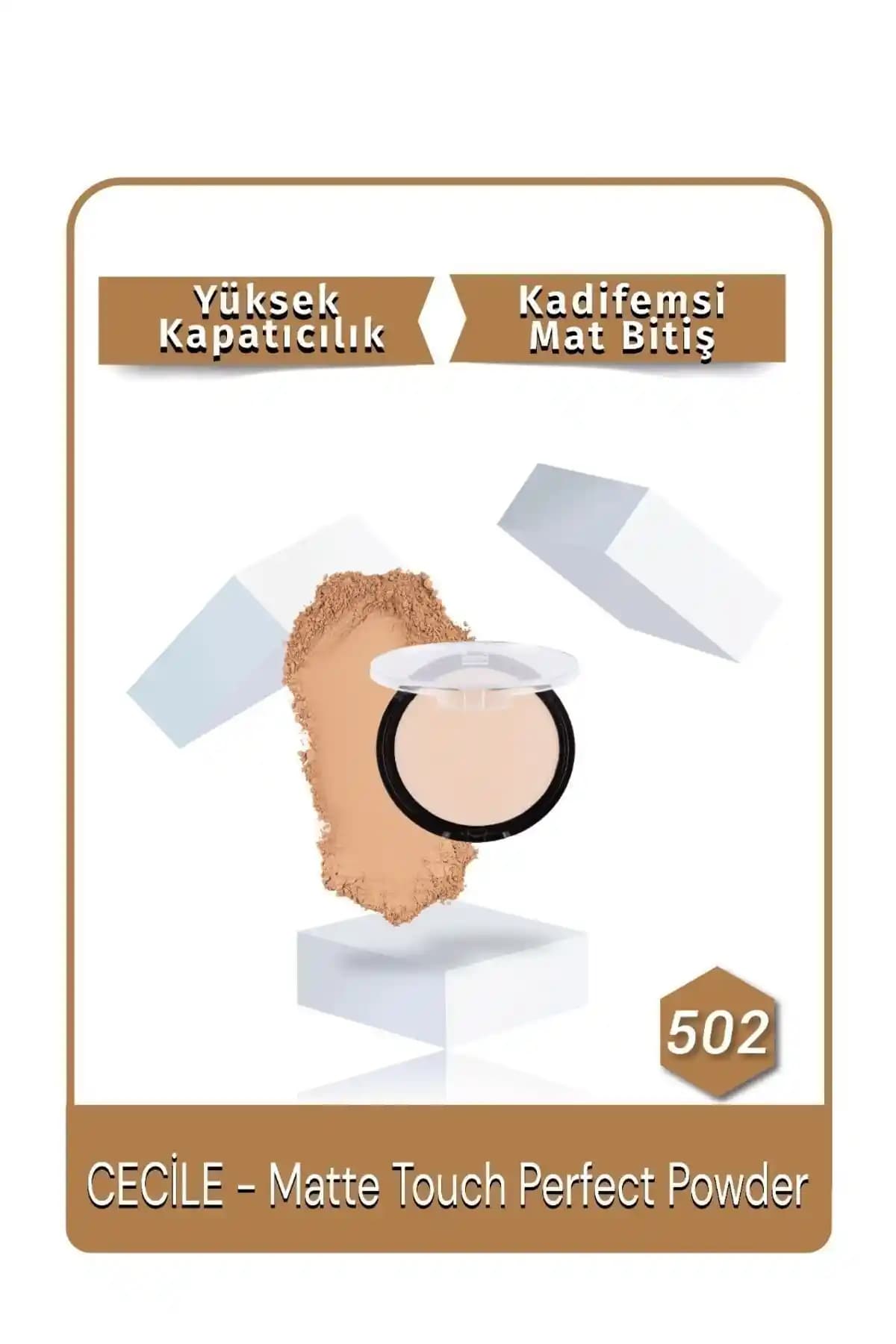 Cecile Matte Touch Perfect Pudra 502 Beige ile doğal ve kalıcı makyaj deneyimi