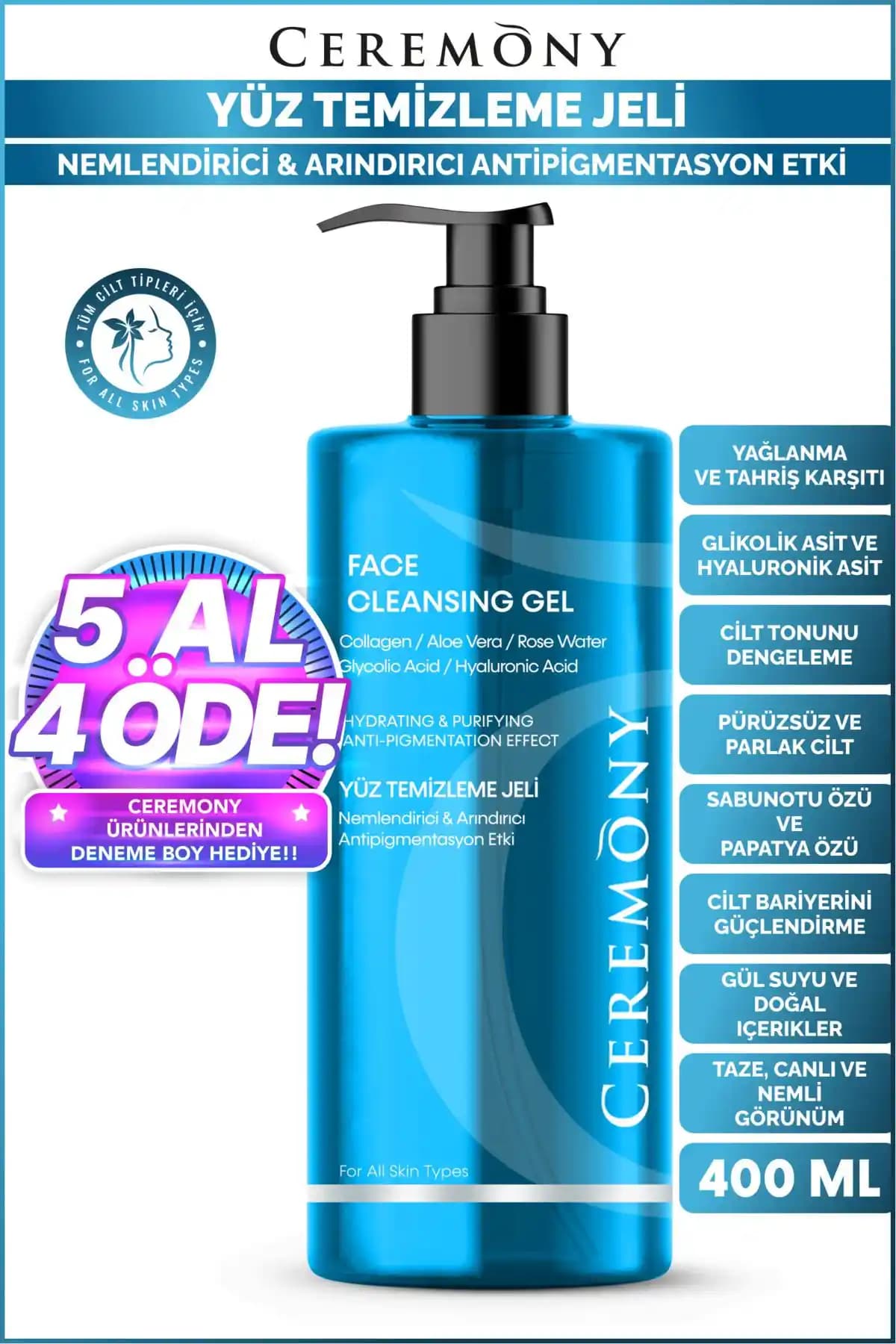 Ceremony 400 ml Nemlendirici Arındırıcı Cilt Temizleme Jeli Detaylı İnceleme