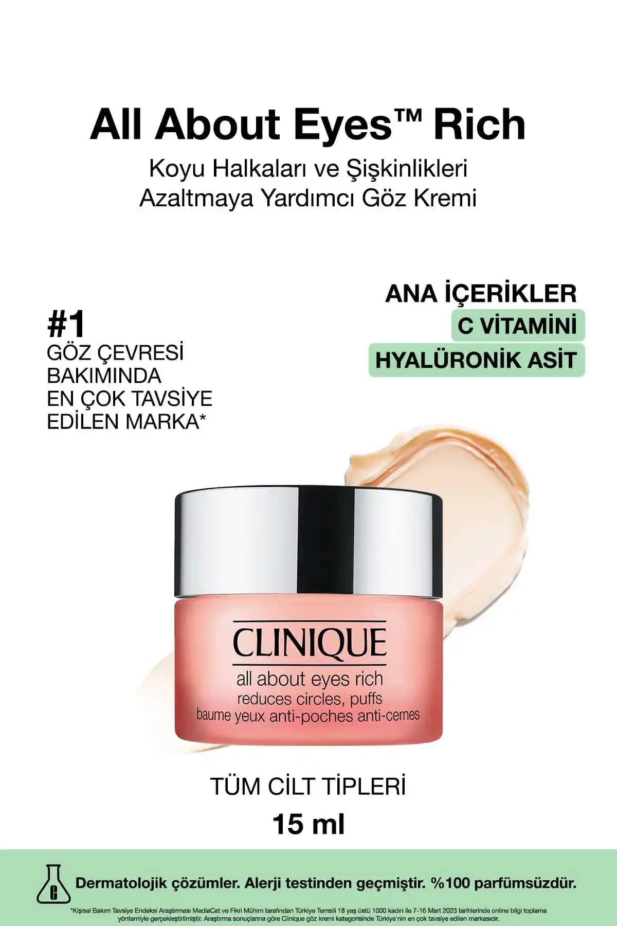 Clinique All About Eyes Rich Göz Kremi: Yoğun Nem ve Göz Sağlığı İçin Uygun Çözüm