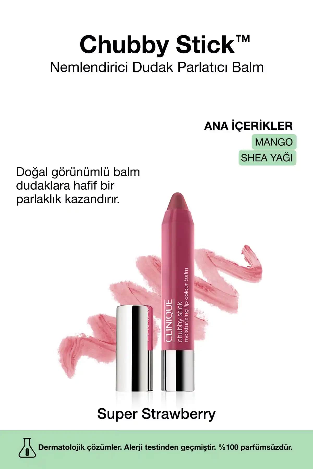 Clinique Chubby Stick Nemlendirici Dudak Parlatıcı Balm 07 Super Strawberry