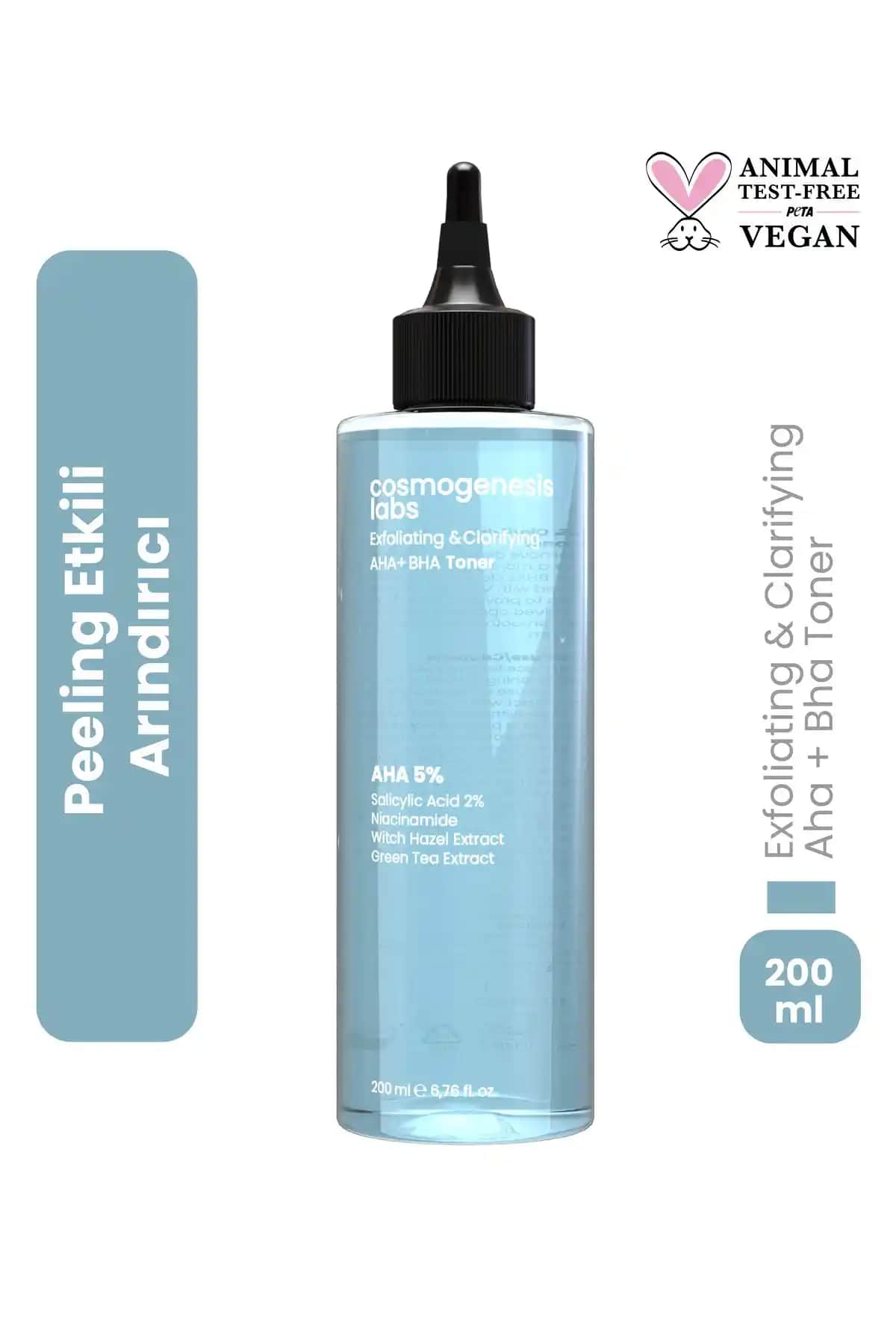 Cosmogenesis Labs Aha %5 BHA %2 Peeling Etkili Tonik Cilt Yenileme ve Sıkılaştırıcı Özellikleri