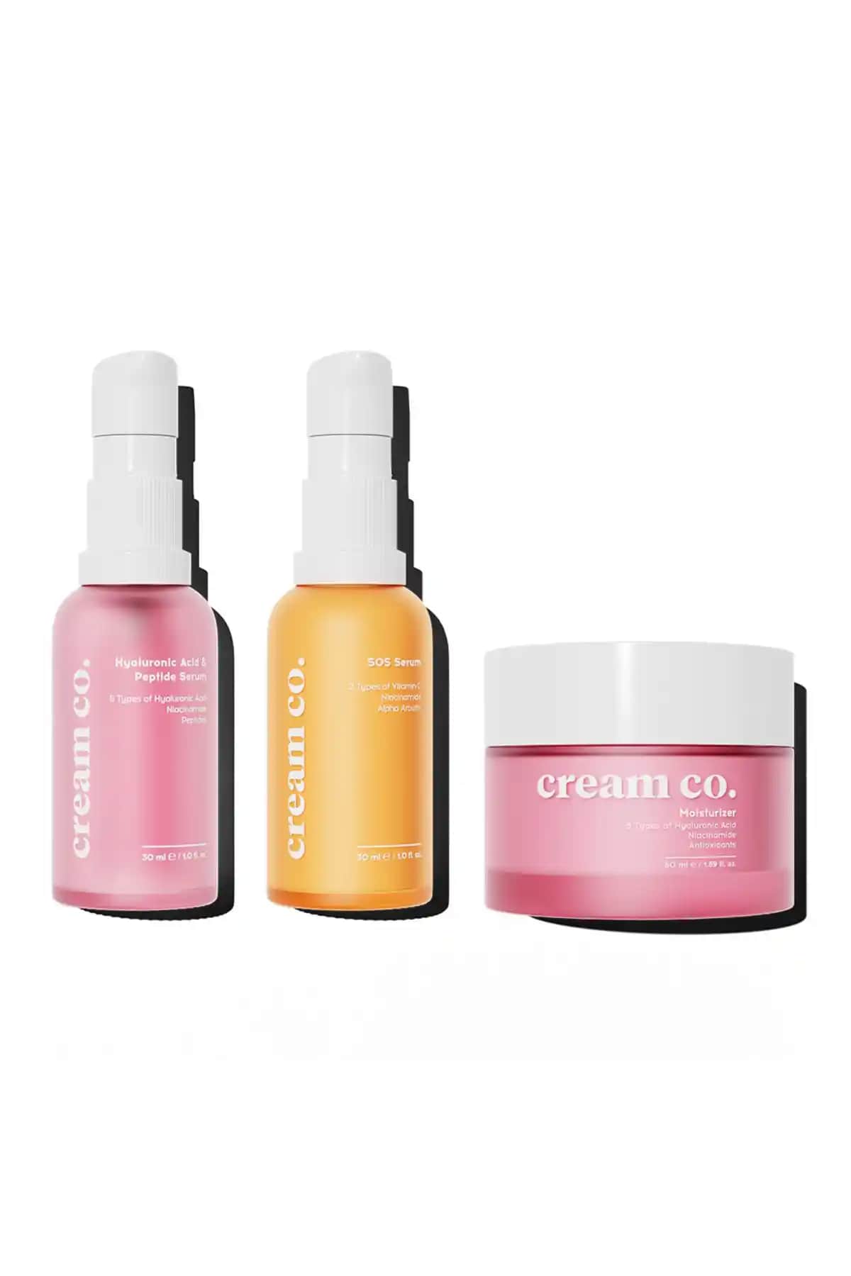 Cream Co. Cilt Bakım Seti - Nemlendirici, Aydınlatıcı ve Yaşlanma Karşıtı Özellikler