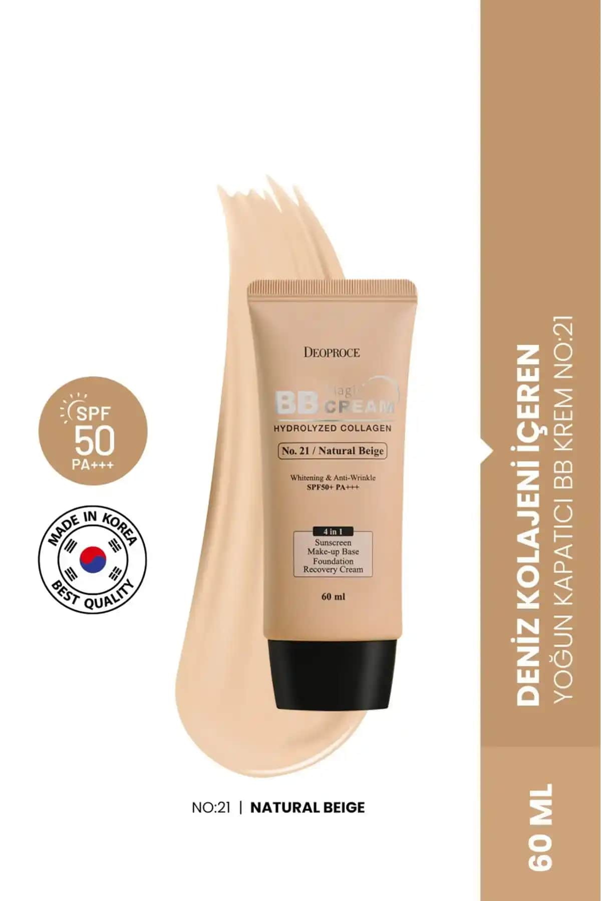 Deoproce Deniz Kolajeni İçeren Yoğun Kapatıcı BB Krem SPF50+ PA+++ Günlük Kullanım İçin