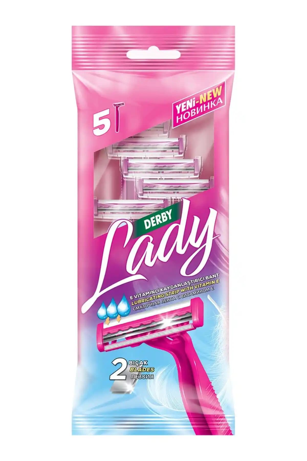 Derby Lady 2 5'li Poşet Tek Kullanımlık Tıraş Bıçağı Günlük Bakım İçin Uygun