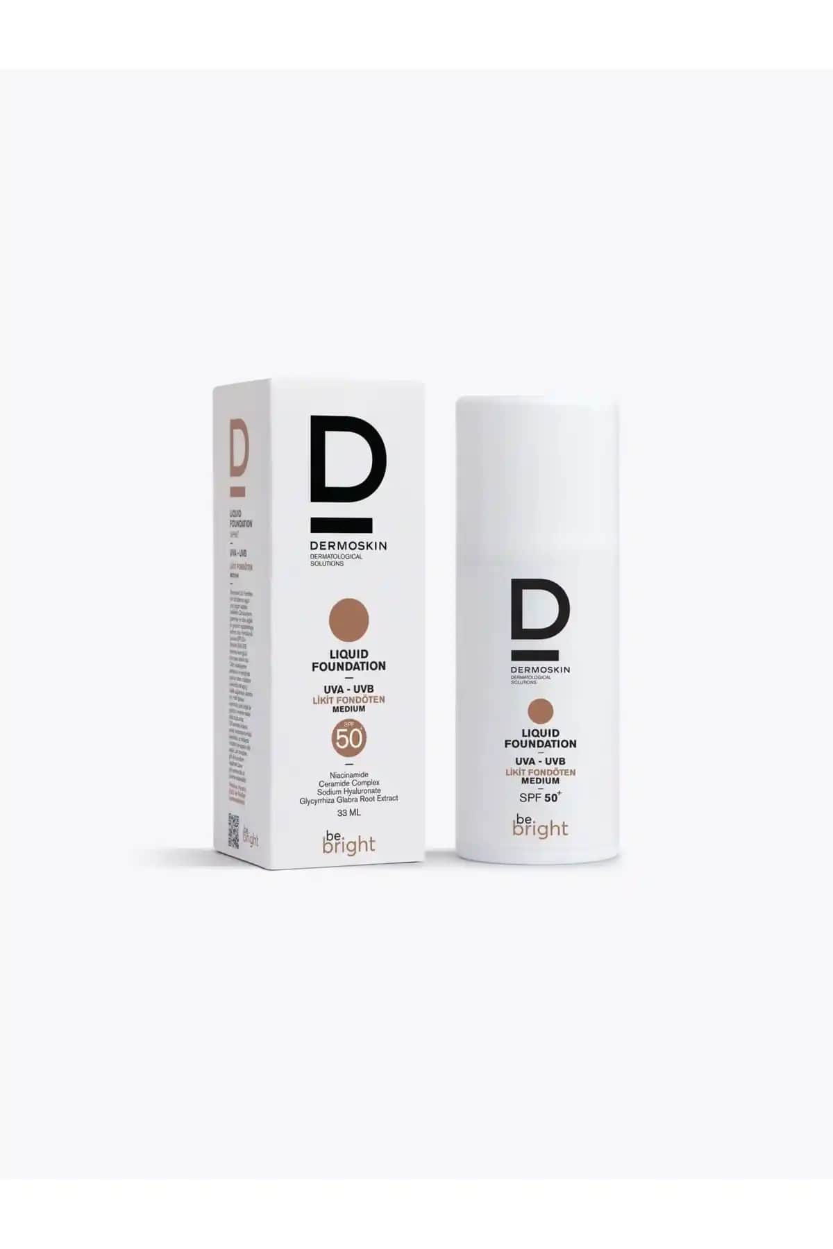 Dermoskin Be Bright Likit Fondöten SPF 50+ ile doğal ve parlak cilt görünümü sağlar