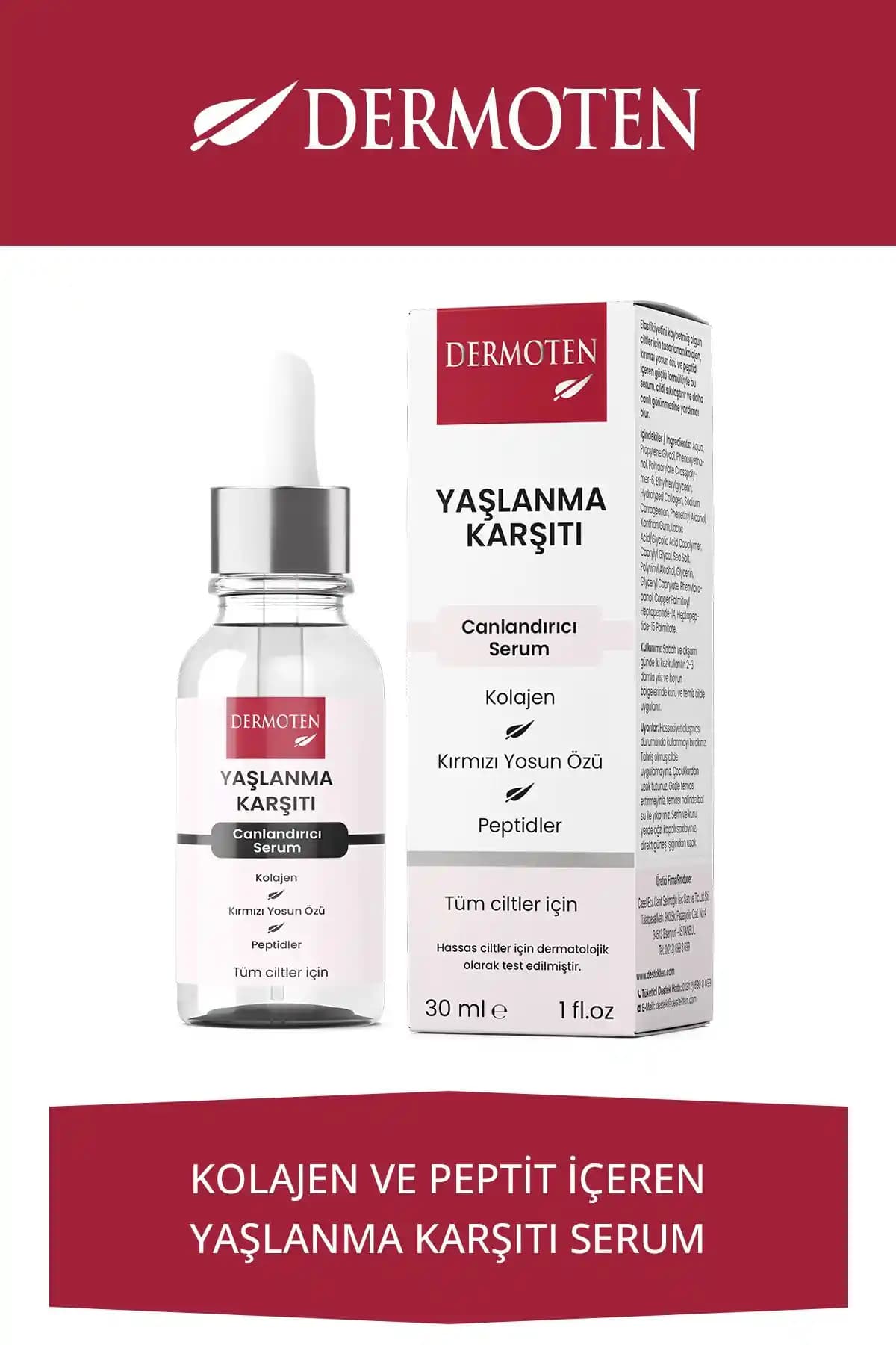 Dermoten Yaşlanma Karşıtı Serum: Elastikiyet ve Gençlik İçin Güçlü Cilt Bakım Çözümü