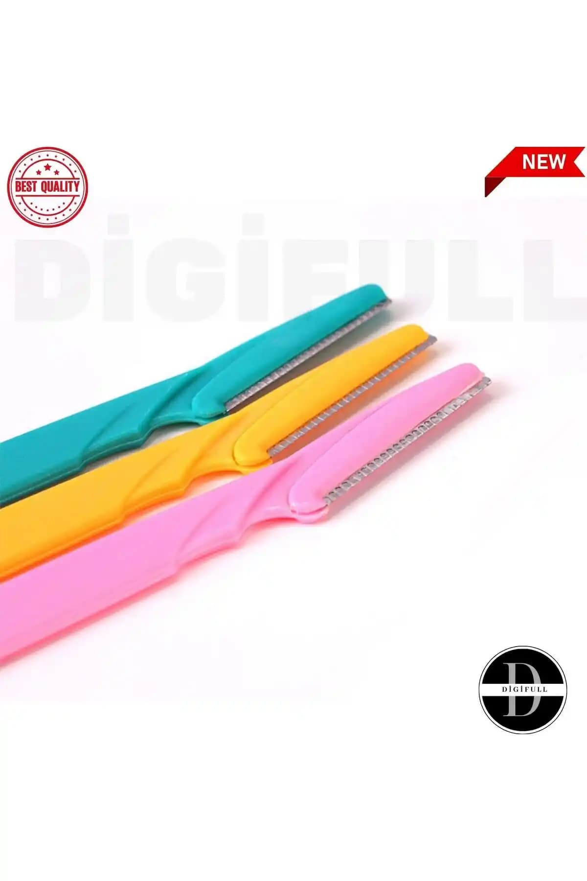 DİGİFULL Kaş Düzeltici Renkli Ustura 3'lü Çelik Seti ile Profesyonel Kaş Şekillendirme