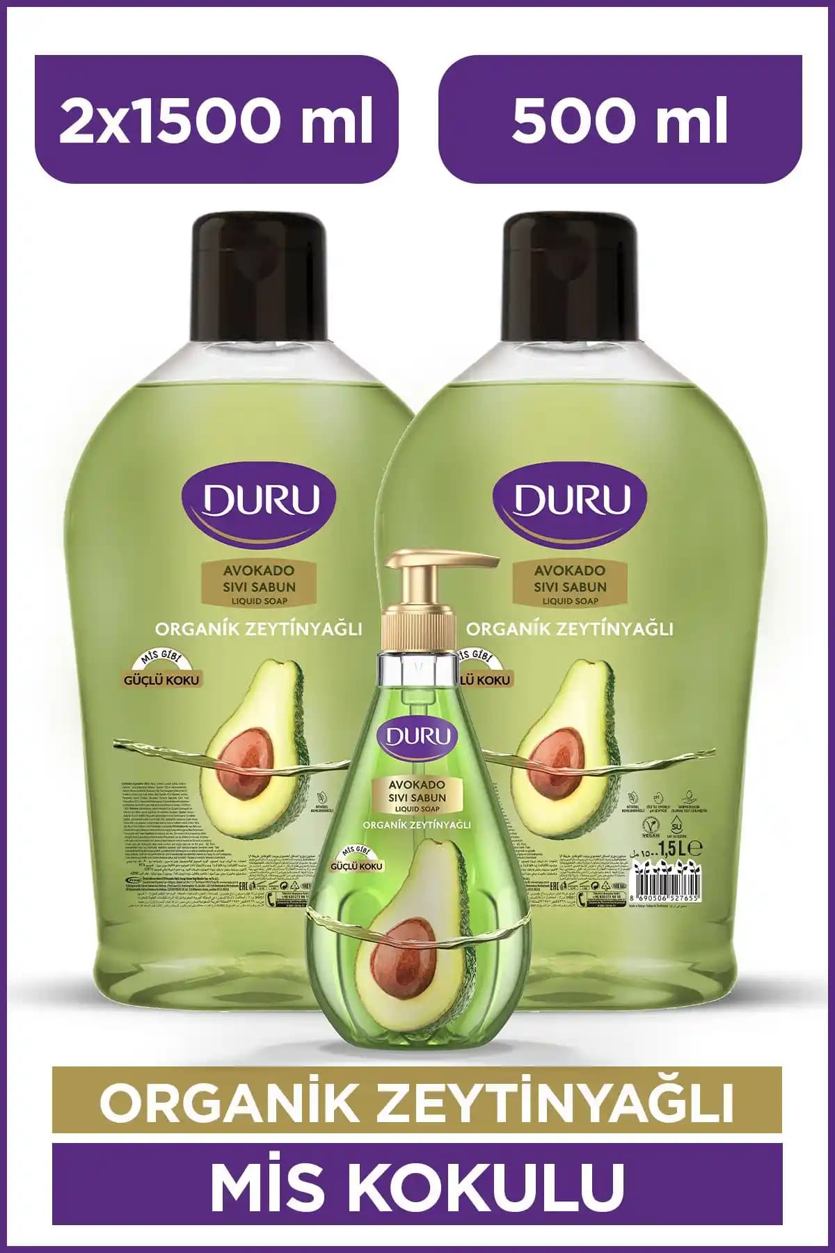 Duru Organik Zeytinyağlı Sıvı Sabun 1,5 L – Doğal İçeriklerle Güvenli Temizlik ve Bakım