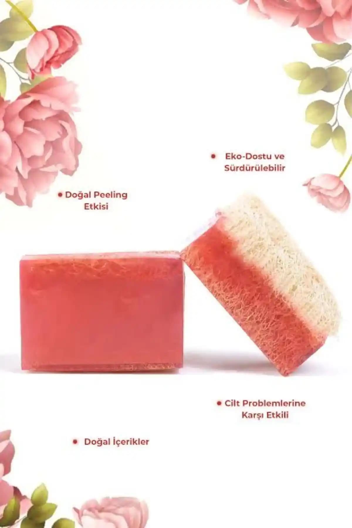 Ece Ronay %100 Doğal Kabak Lifli Gül Sabunu Cilt Temizliği ve Parlaklık Sağlar