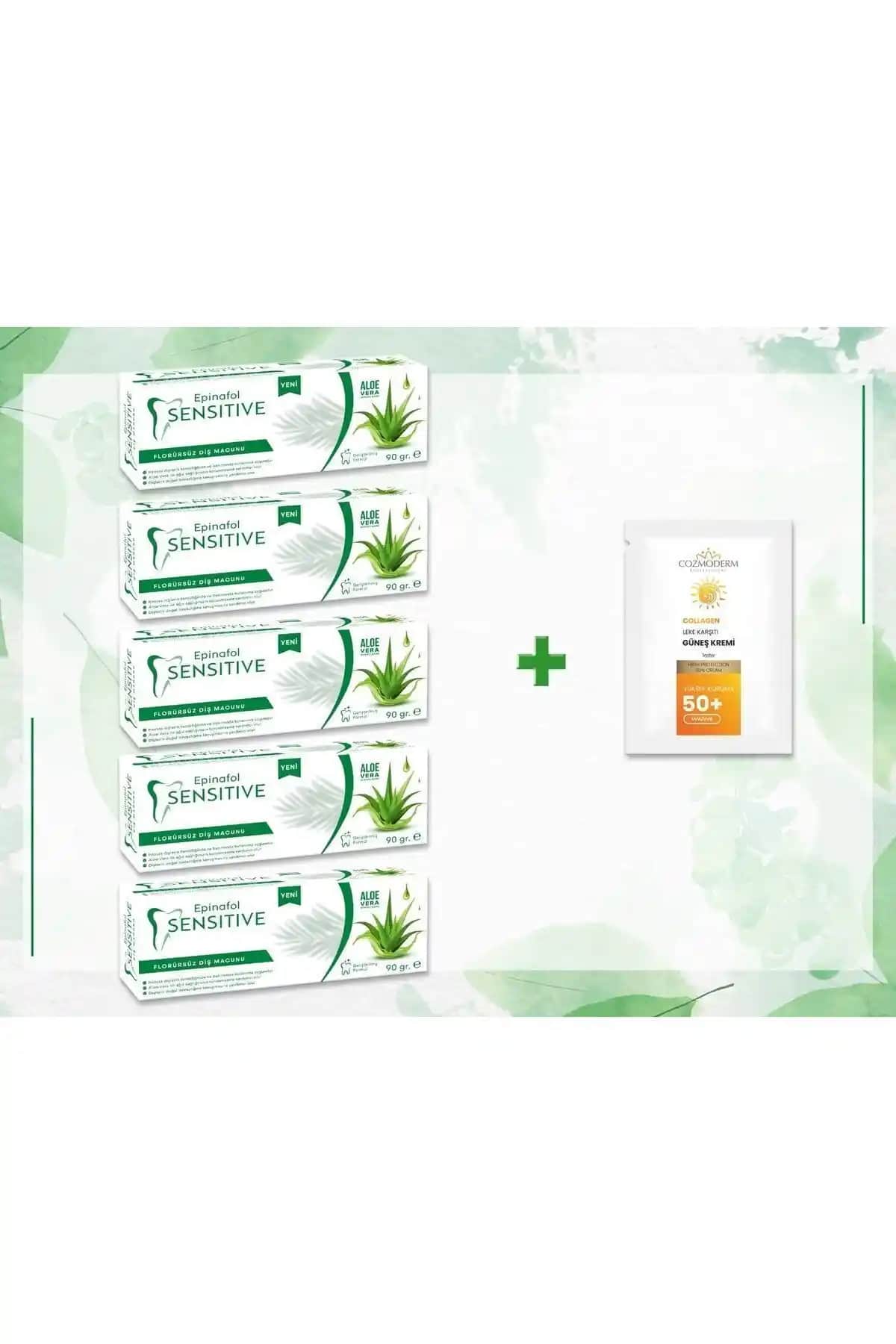 Epinafol Sensitive Aloe Vera Florürsüz Doğal Diş Macunu Seti Hassas Dişlere Özel