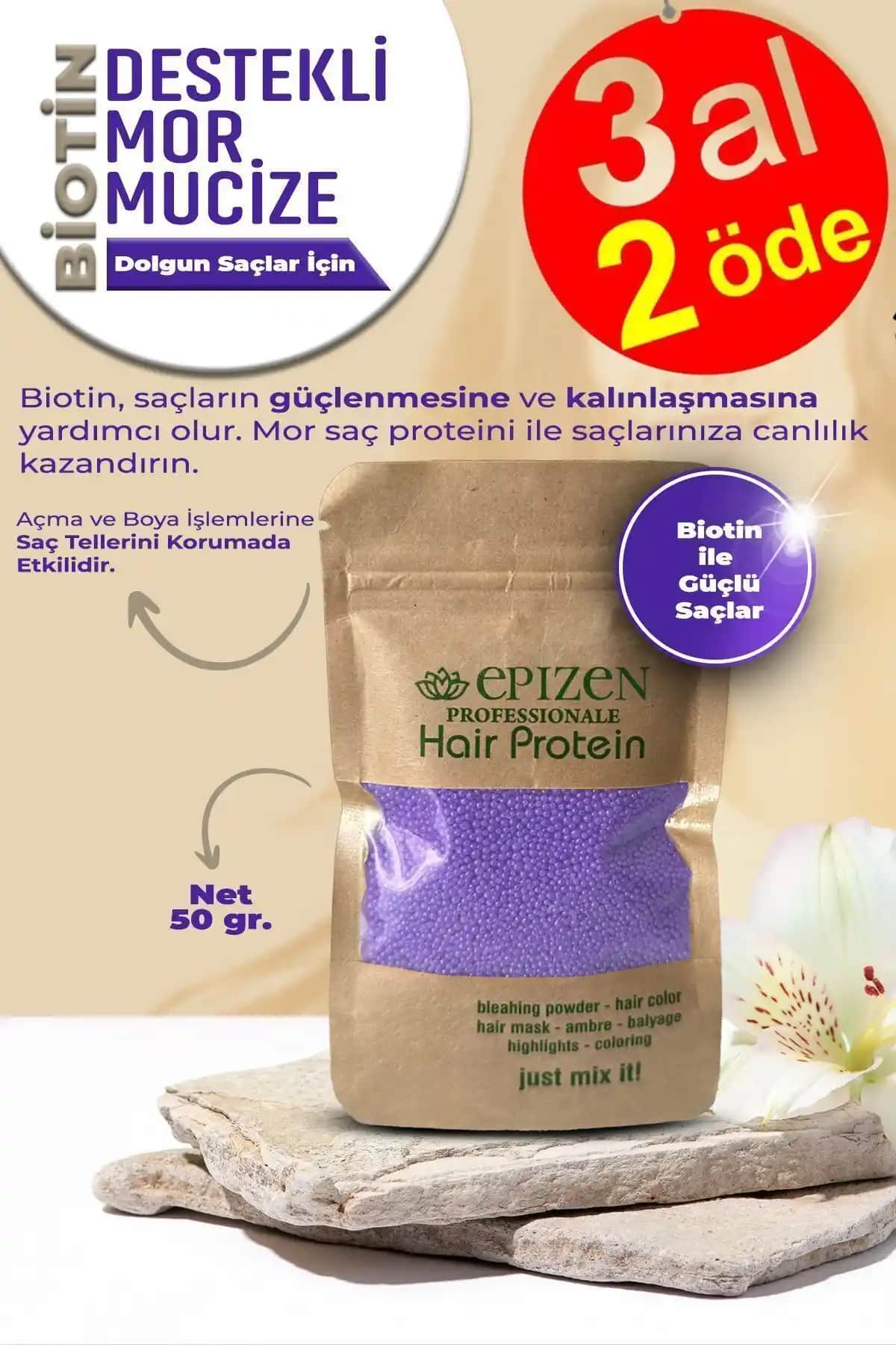 EPİZEN Biotin Destekli Mor Mucize Saç Bakım Proteini ile Saçlarınızı Güçlendirin ve Parlaklık Kazanın