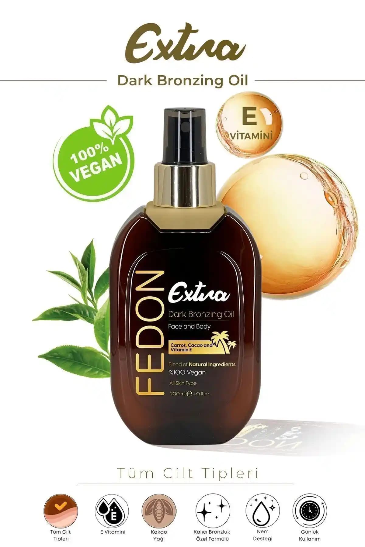 Fedon Ekstra Koyu Bronzlaştırıcı Yağ 200 ml ile Doğal ve Yoğun Bronzluk Elde Edin