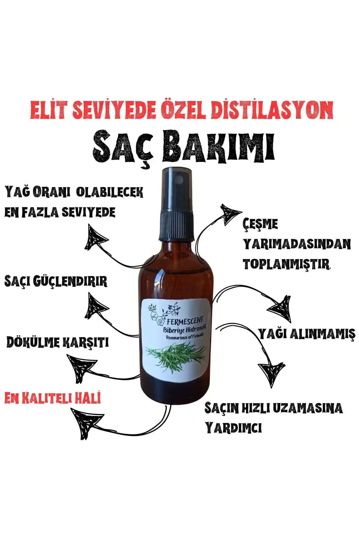 Fermescent Biberiye Suyu Mayası Hidrosolü ile Saç Sağlığınızı Güçlendirin