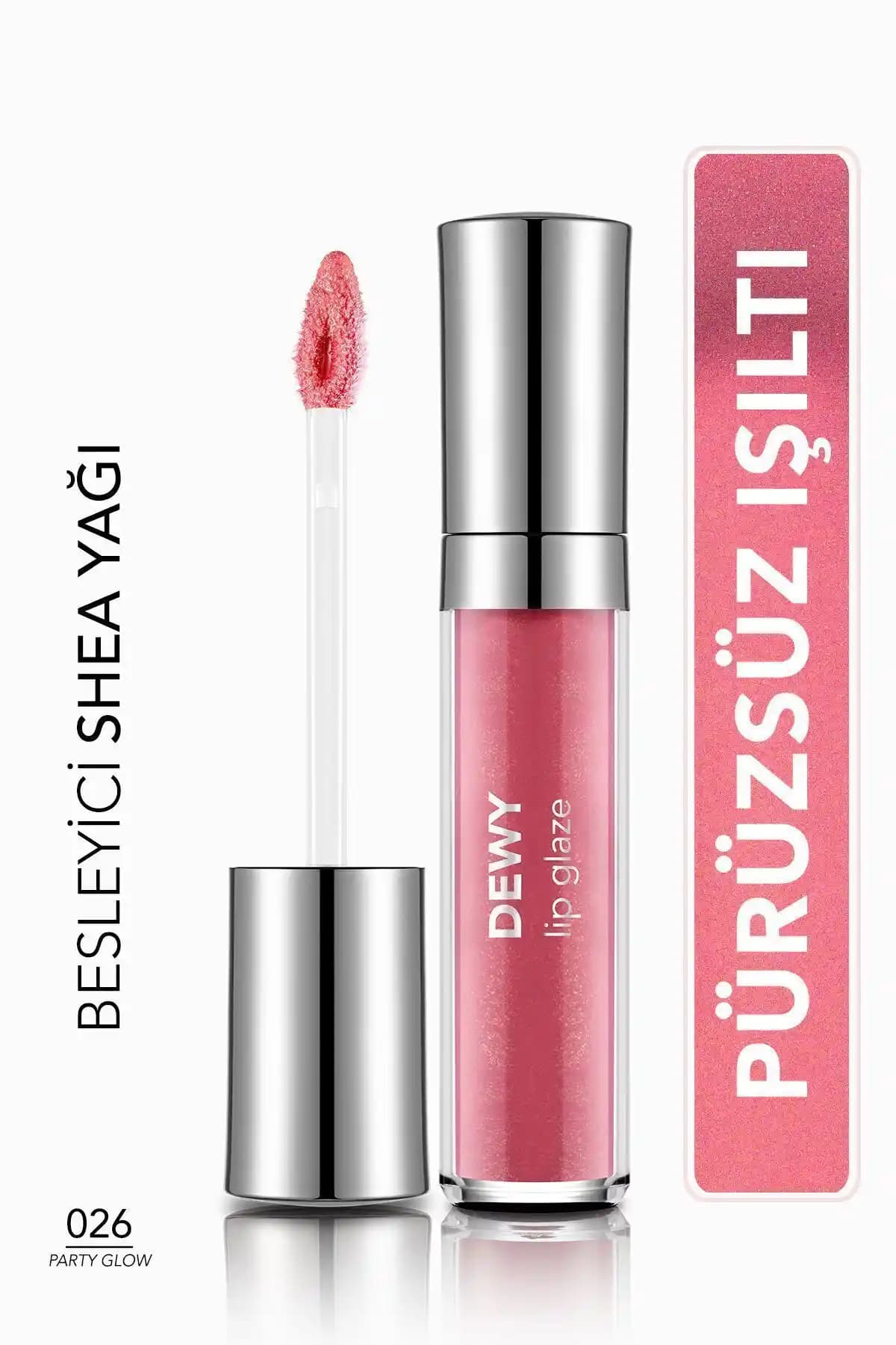 Flormar Dewy Lip Glaze 026 Party Glow Dudak Parlatıcısı Doğal ve Işıltılı Görünüm İçin