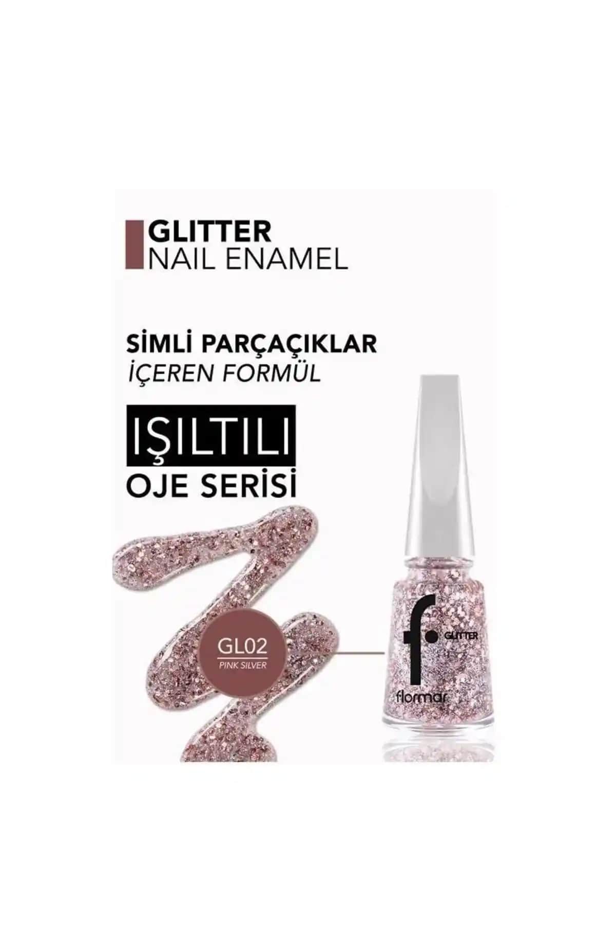 Flormar Glitter Nail Enamel GL02 ve Şeffaf Simli Oje GL09 Karşılaştırması