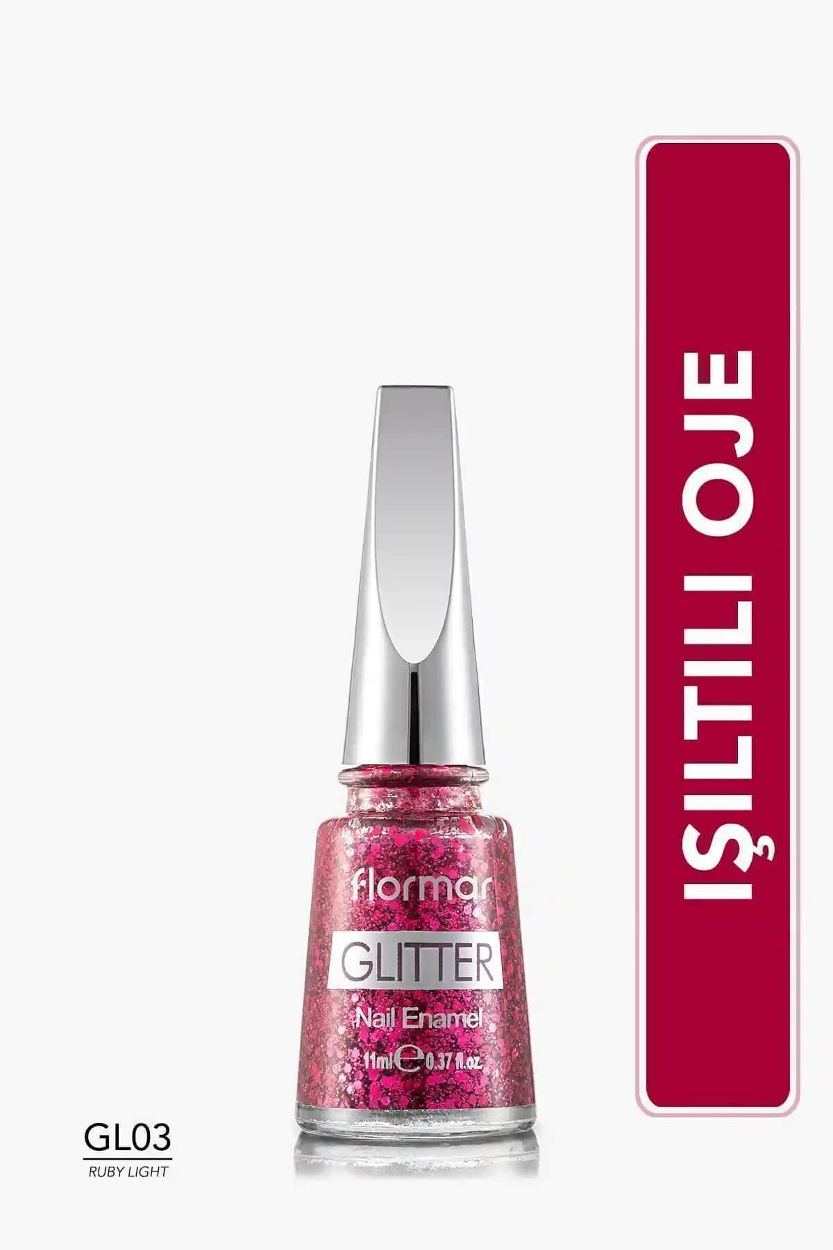 Flormar Glitter Nail Enamel GL03 ve Şeffaf Simli Oje Karşılaştırması