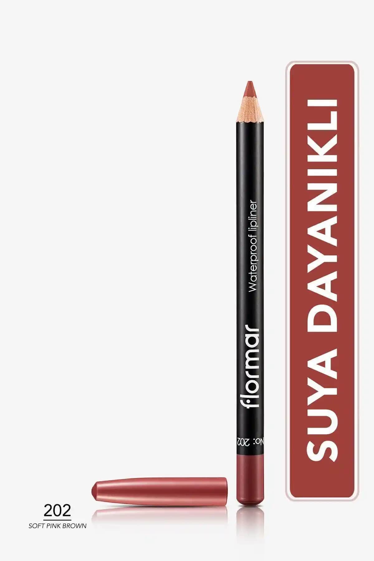 Flormar Suya Dayanıklı Dudak Kalemi Bordo 202 Soft Pink Brown, Kalıcı ve Doğal Görünüm İçin