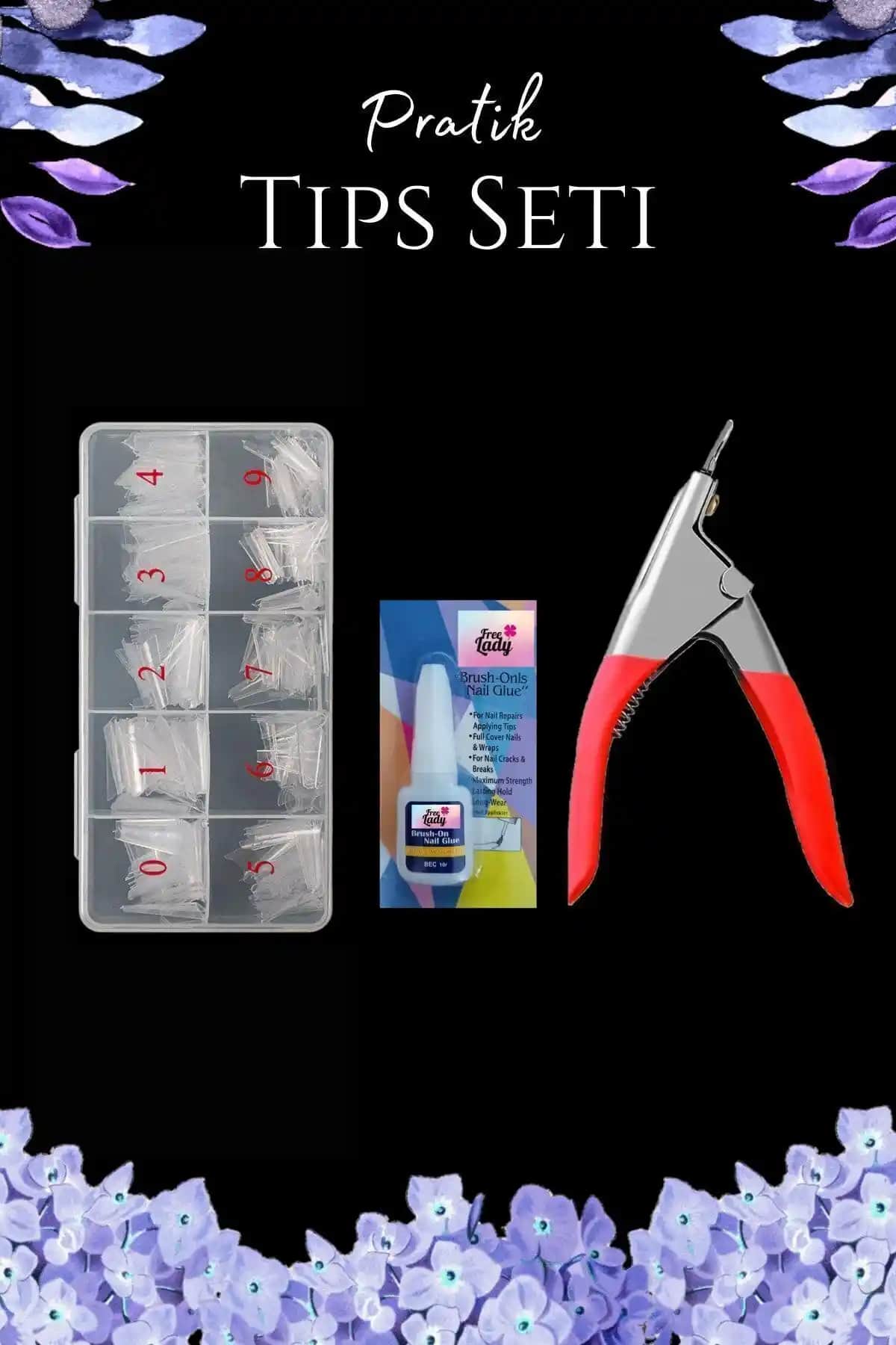 Freelady Protez Tırnak 500'lü Şeffaf Yarım Ay Tips Seti Profesyonel ve Amatör Kullanıcılar İçin