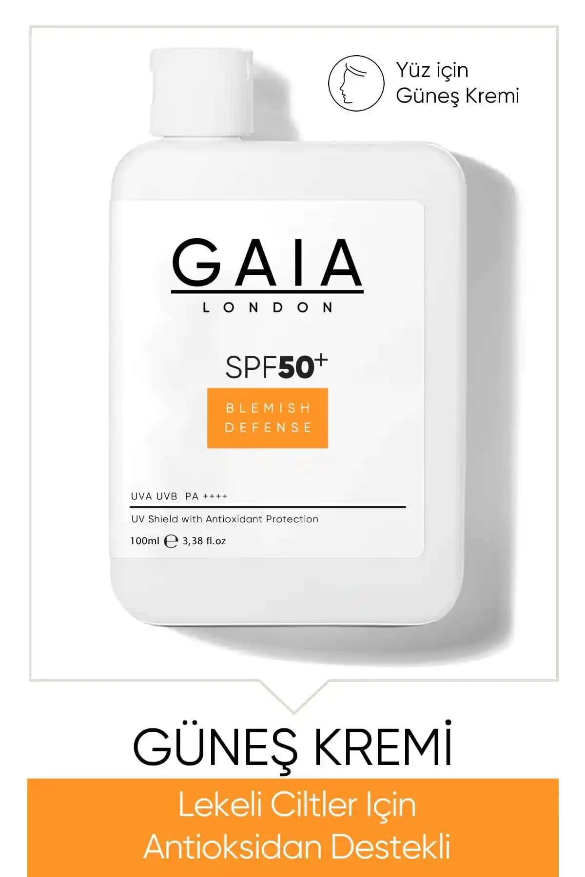 Gaia London Lekeli Ciltler İçin Antioksidan Destekli Güneş Kremi SPF 50+ ile Cilt Koruma ve Bakım